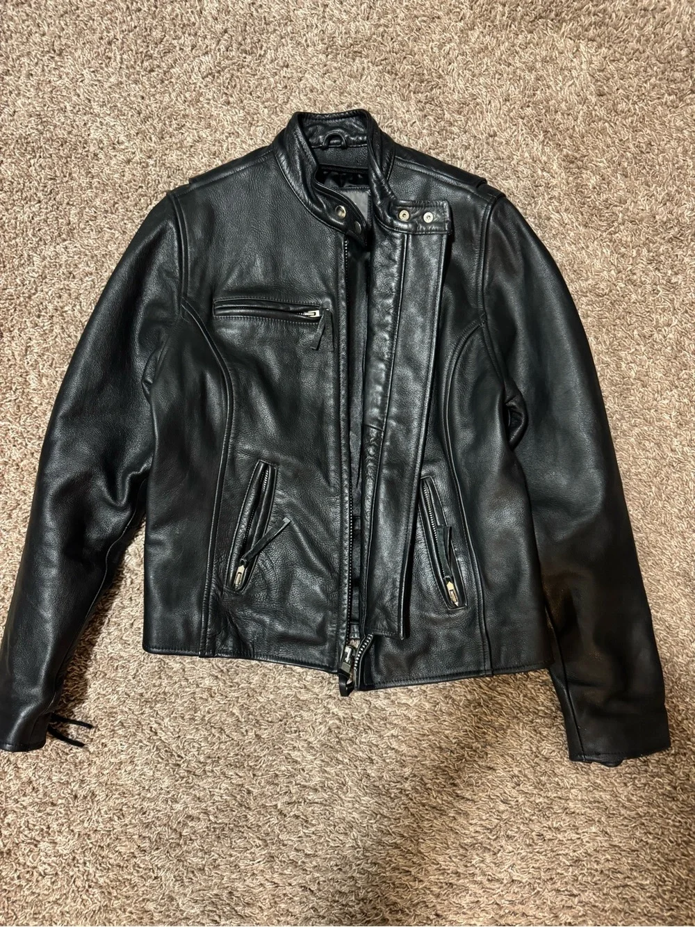 Wilsons Leather Black Classic Moto Leather Jacket